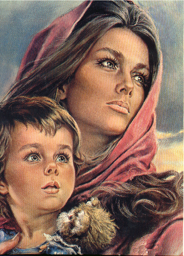 مادر و کودک --- تابلوی نقاشی  معروف و زیبای مادر و کودک 
